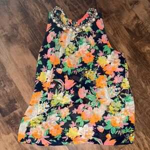 Lulumari Floral Beaded Top - Black, Orange, Green